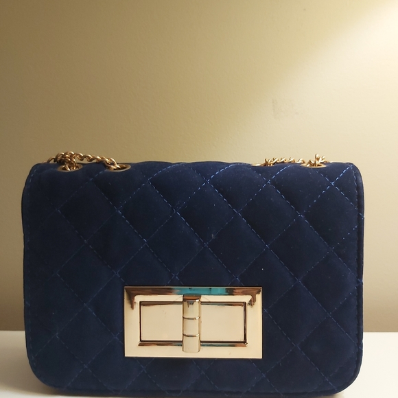 Retro style royal blue handbag - Picture 3 of 9